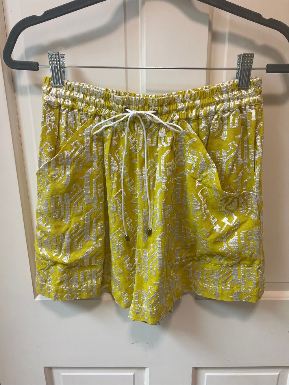 elevenses Yellow Patterned Drawstring Shorts